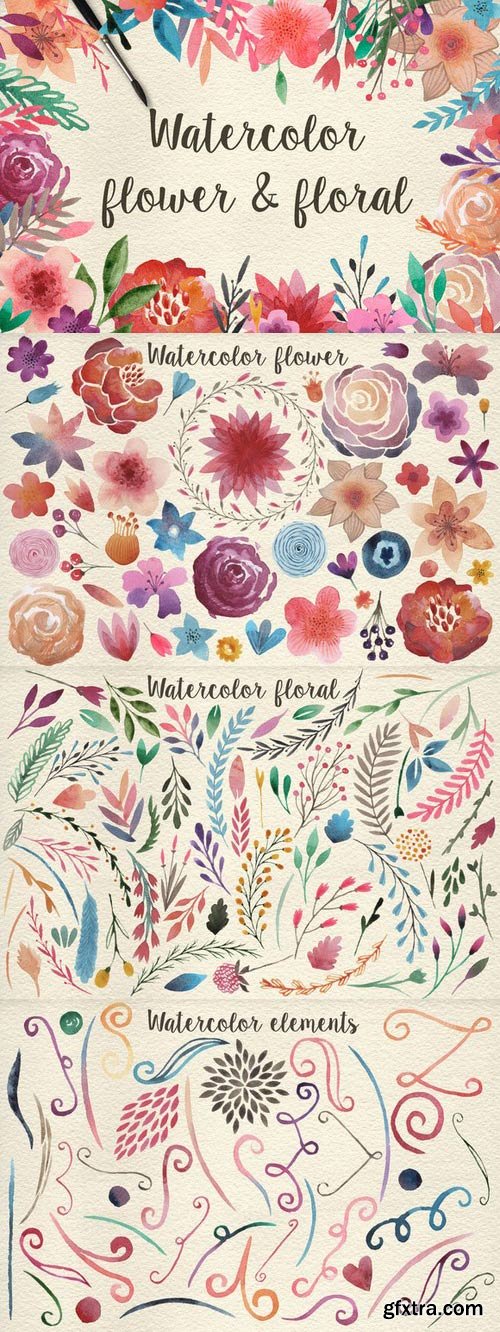 CM - 159 Watercolor flowers & florals 180187