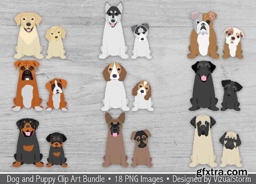 CreativeMarket Dogs and Puppies Illustration Bundle 662058