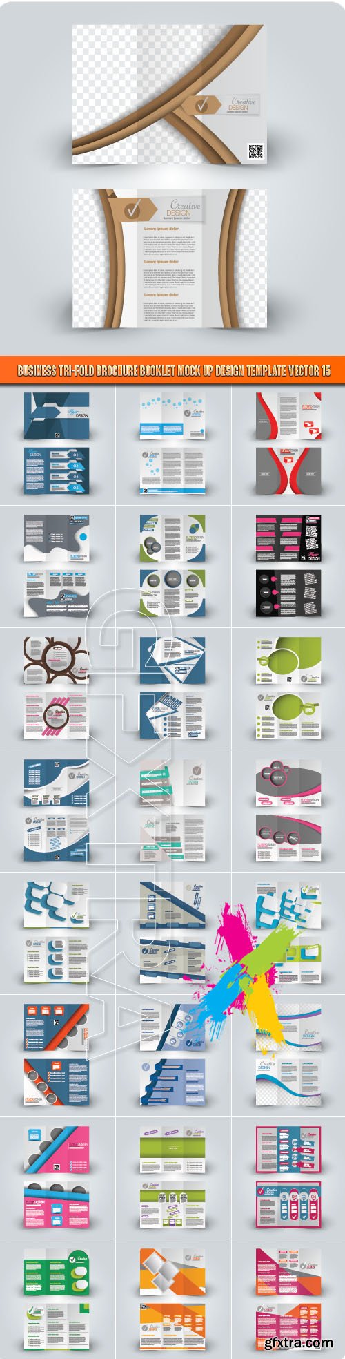 Business tri-fold brochure booklet mock up design template vector 15