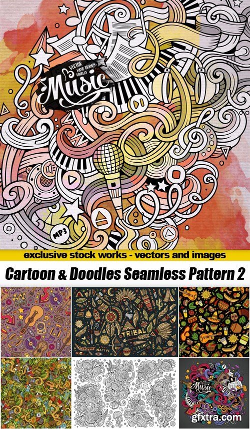 Cartoon & Doodles Seamless Pattern 2 - 25xEPS