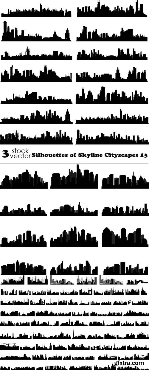 Vectors - Silhouettes of Skyline Cityscapes 13