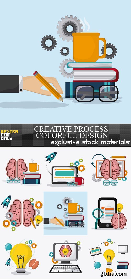 Creative Process Colorful Design 9xEPS
