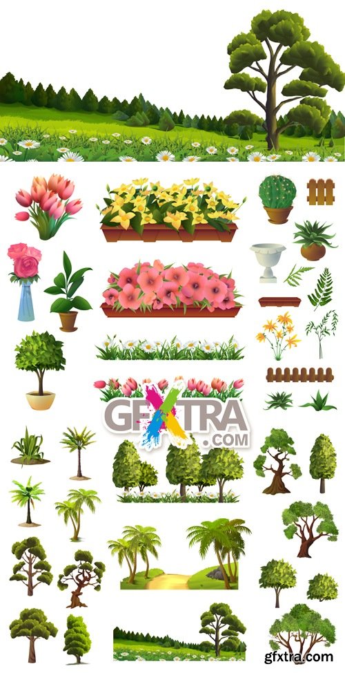 Trees, Flowers & Plants Vector
