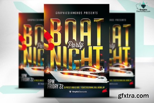CreativeMarket Boat Party Flyer PSD 690208