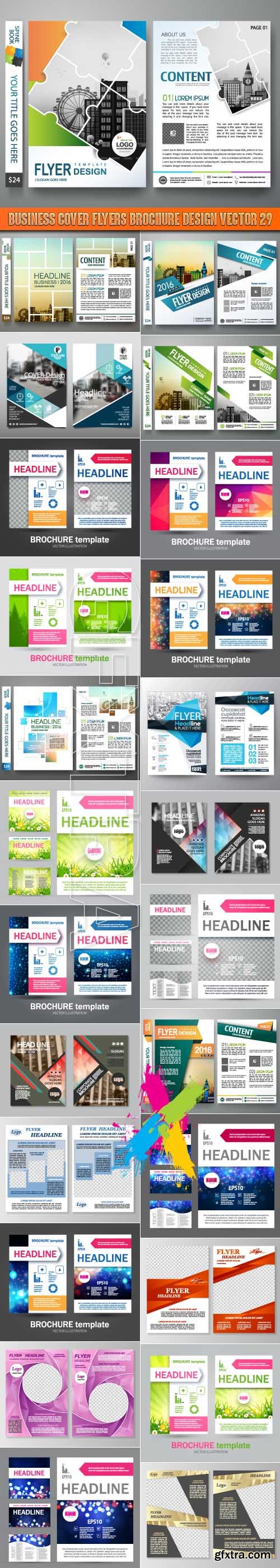 Business cover flyers brochure design vector 29
