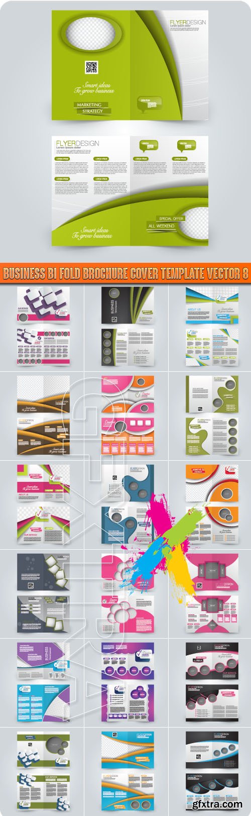 Business bi fold brochure cover template vector 8