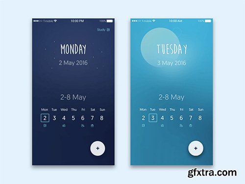 PSD, AI, PNG App Ui - Weekly Calendar