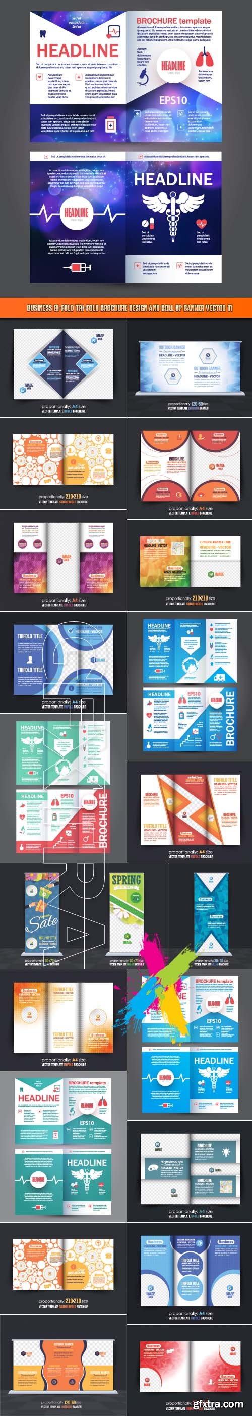 Business Bi-Fold Tri-Fold Brochure Design and Roll up banner vector 11