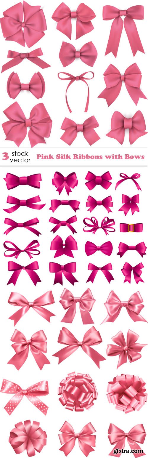 Vectors - Pink Silk Ribbons with Bows