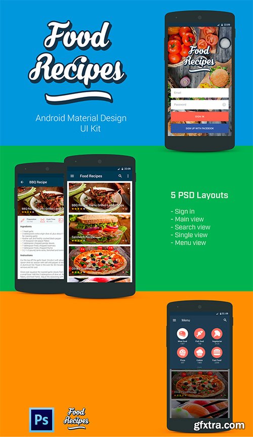 PSD Mobile Web Elements - Food Recipes