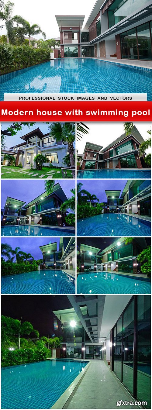 Modern house with swimming pool - 8 UHQ JPEG