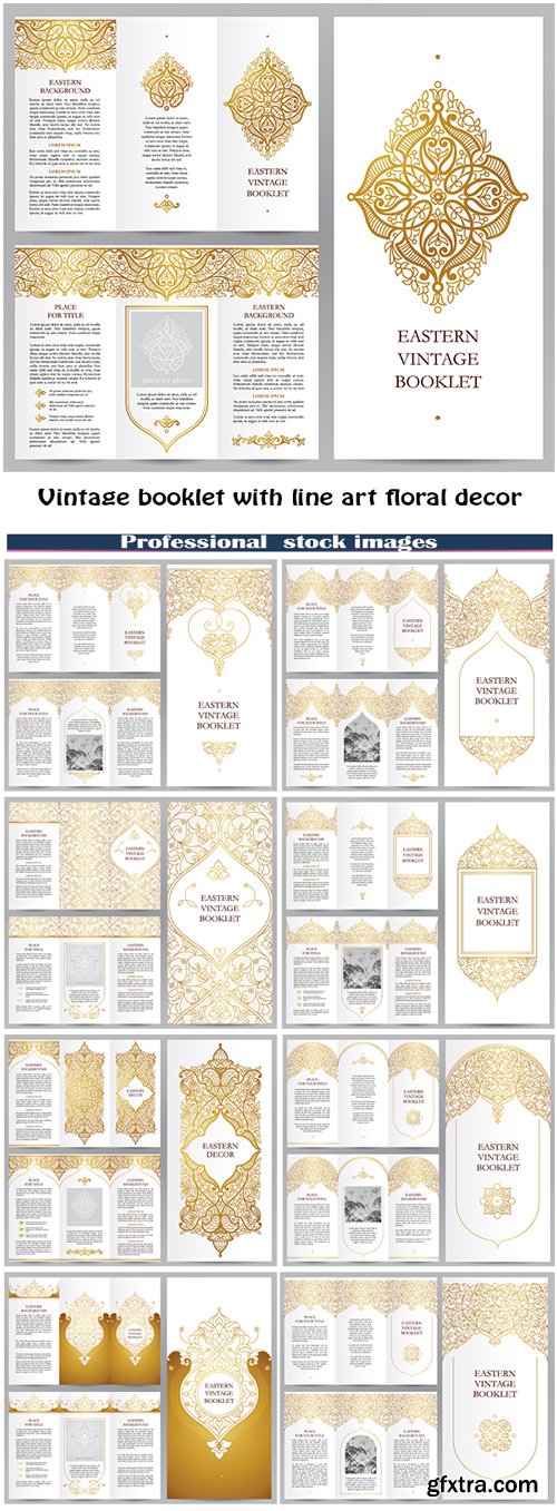 Ornate vintage booklet with line art floral decor