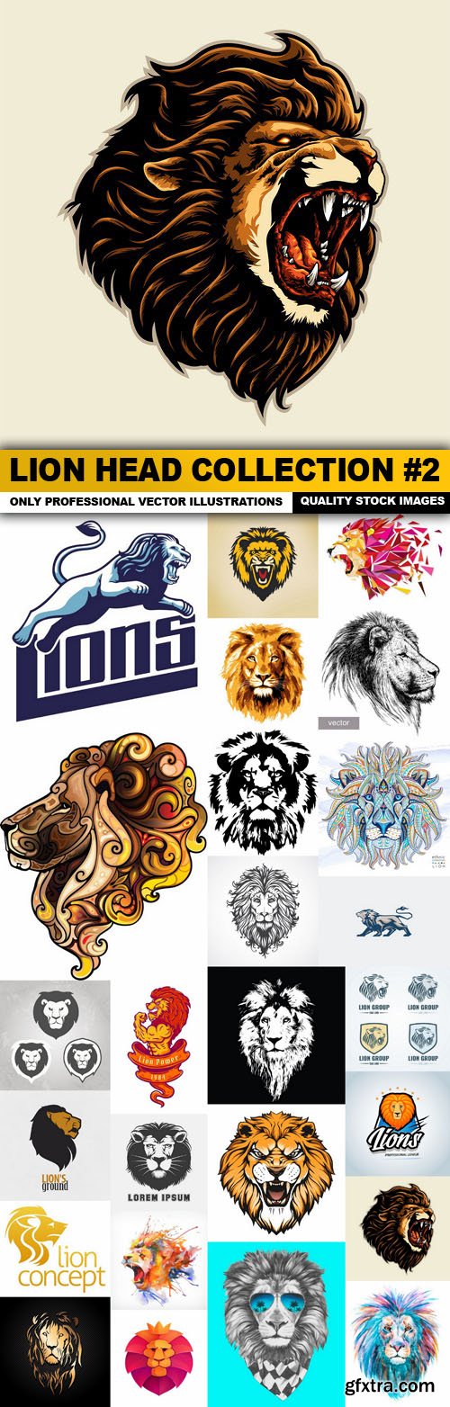 Lion Head Collection #2 - 25 Vector