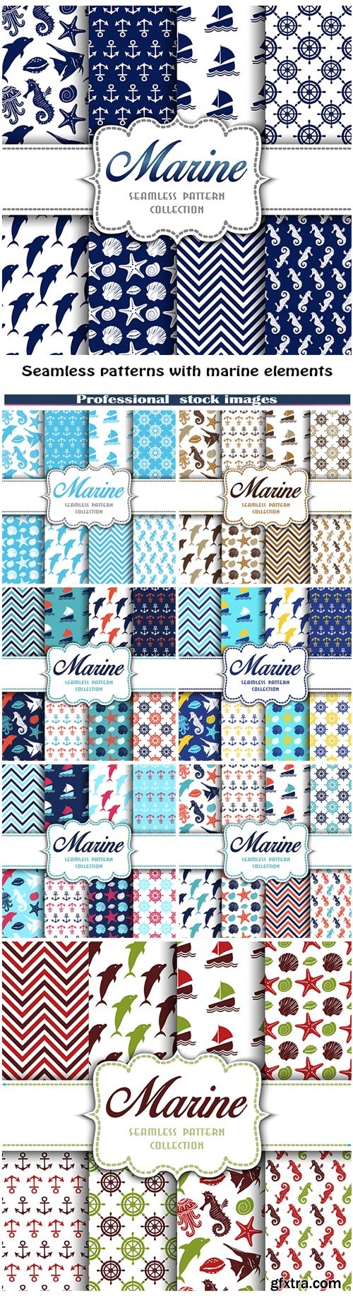 Seamless patterns with marine elements