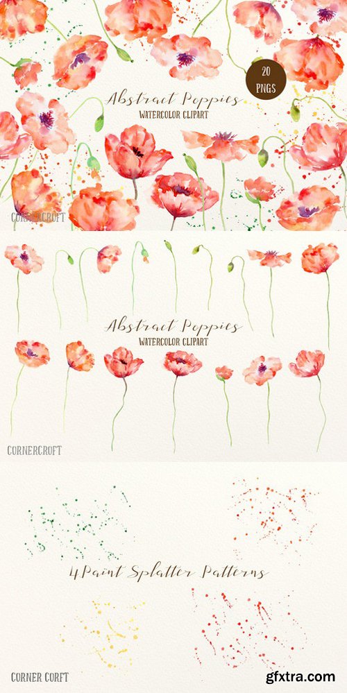 CM - Watercolor Abstract Poppies Red 699718