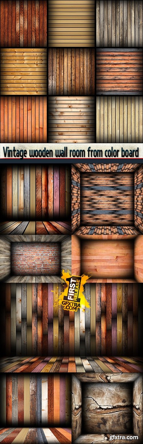 Vintage wooden wall room from color board