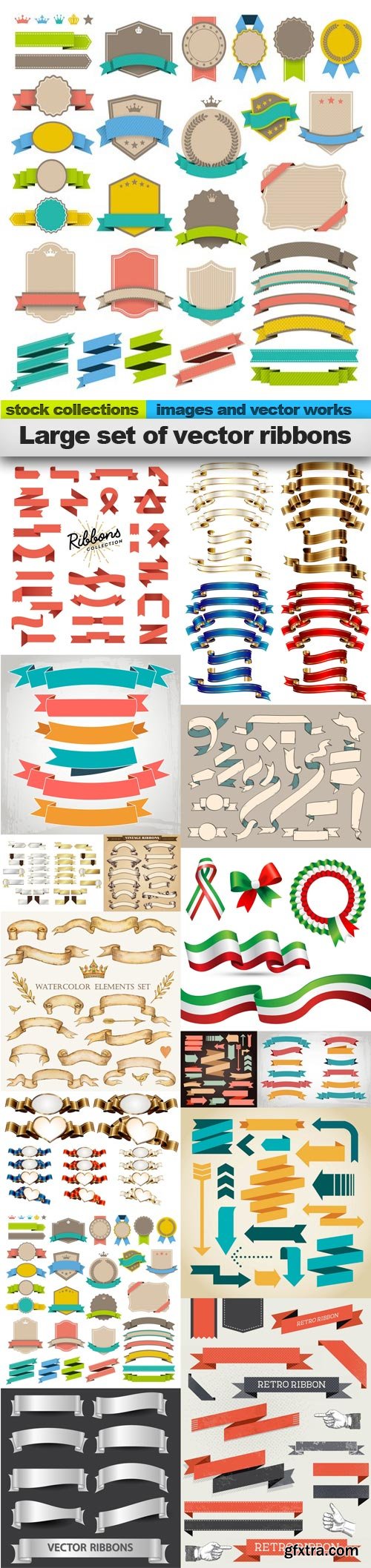 Large set of vector ribbons, 15 x EPS