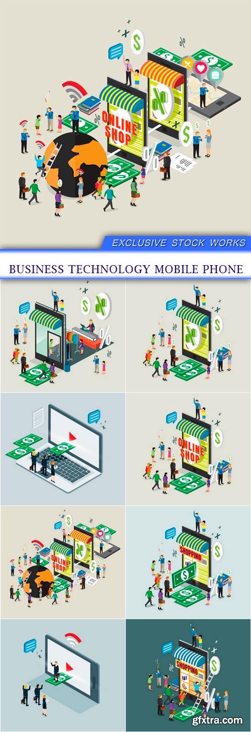 business technology mobile phone 8x EPS