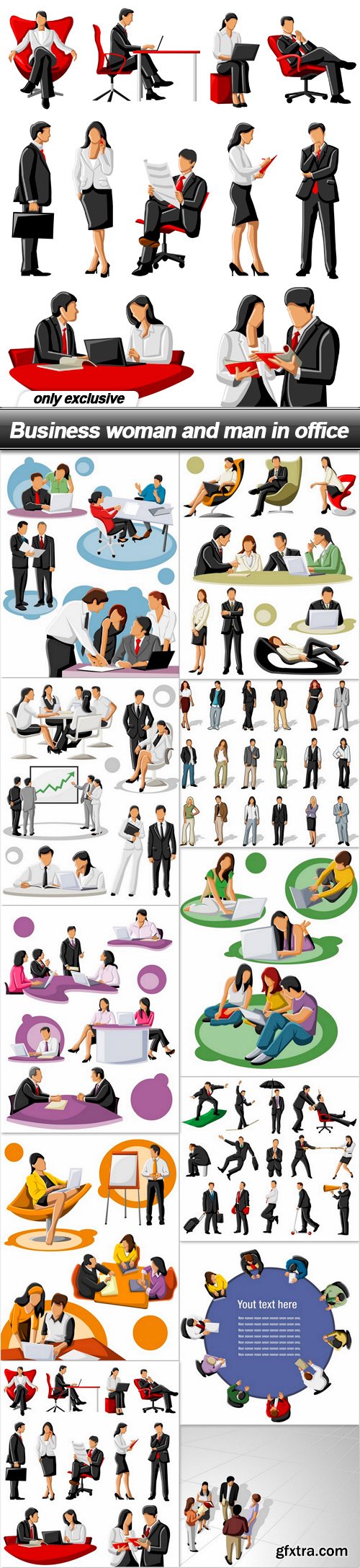 Business woman and man in office - 11 EPS