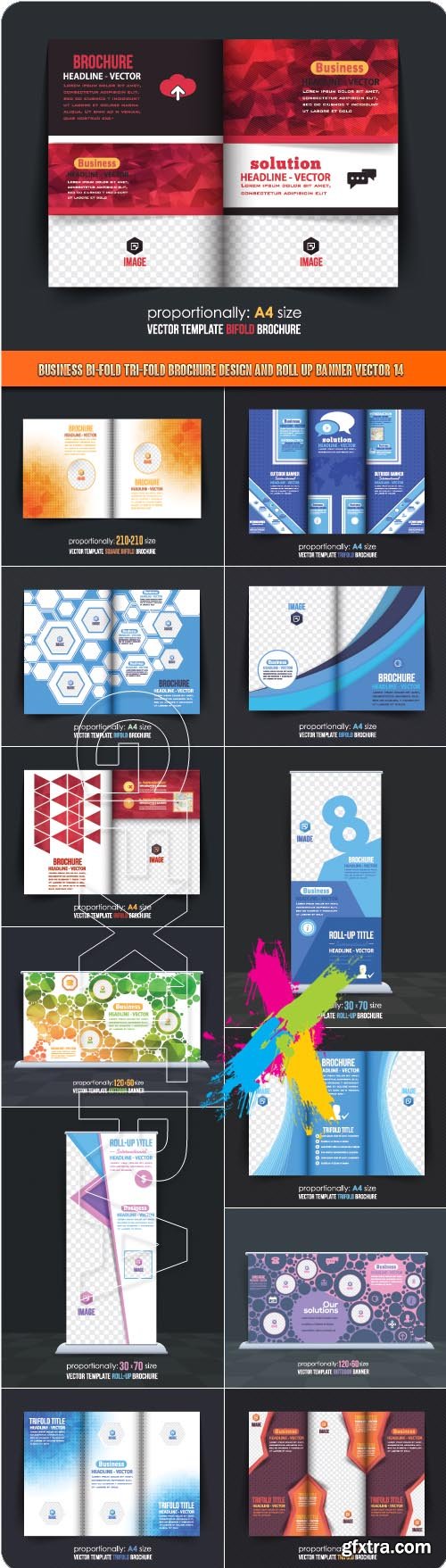 Business Bi-Fold Tri-Fold Brochure Design and Roll up banner vector 14
