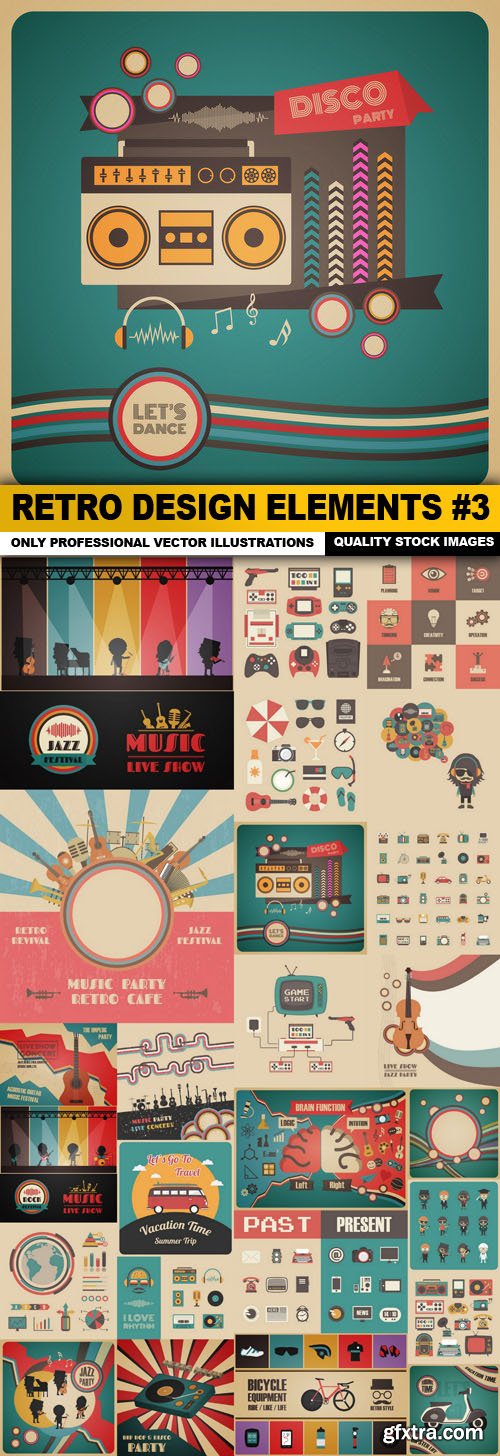 Retro Design Elements #3 - 25 Vector