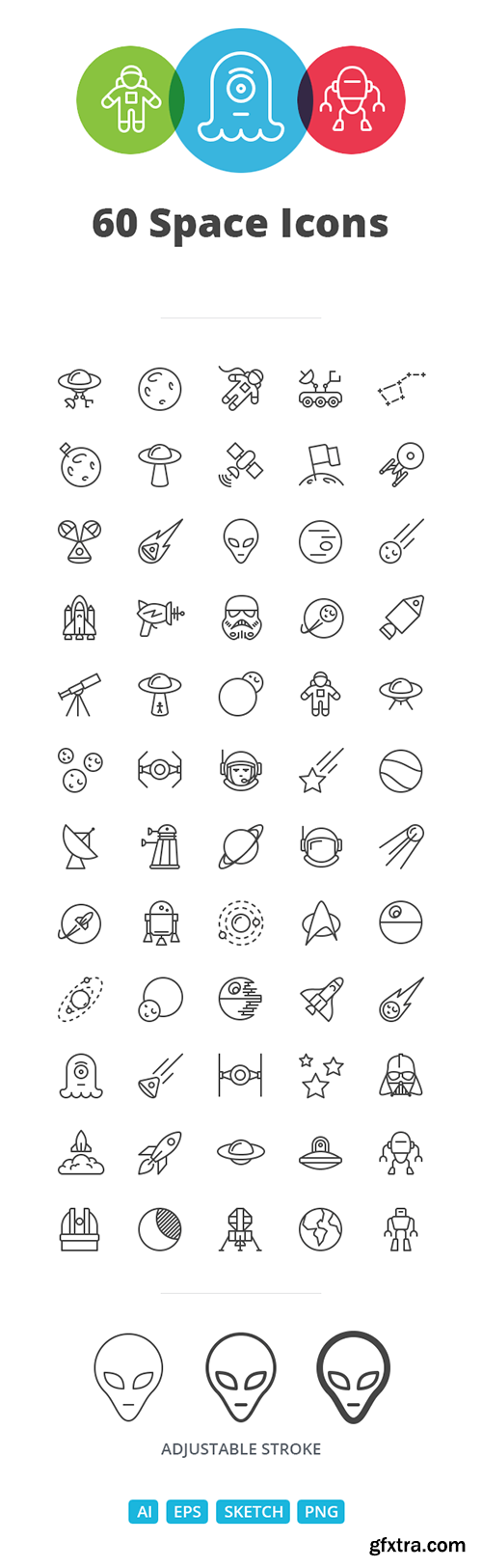 Ai, EPS, SKETCH Vector Icons - Space iOS Line
