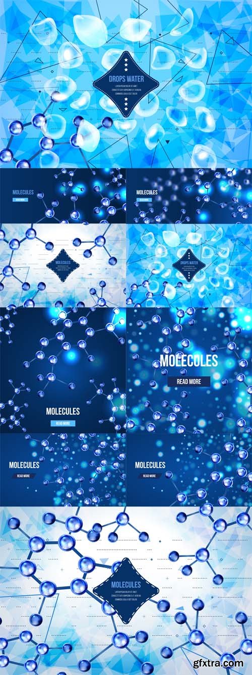 Vector Set - Abstract background with geometric shapes and molecules design