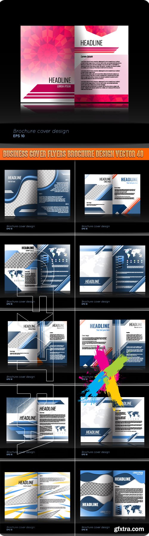Business cover flyers brochure design vector 40