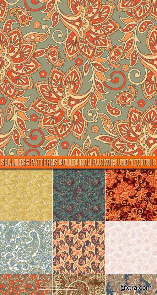 Seamless patterns collection background vector 8