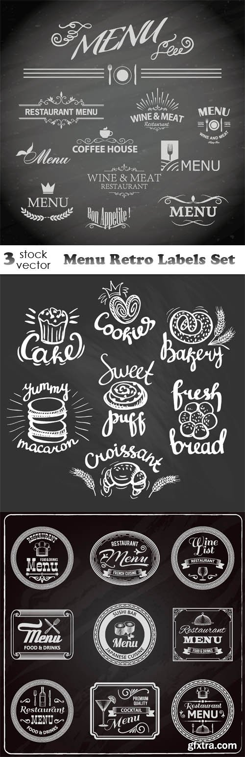 Vectors - Menu Retro Labels Set
