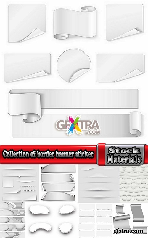Collection of border banner flyer sticker white paper vector image 25 EPS