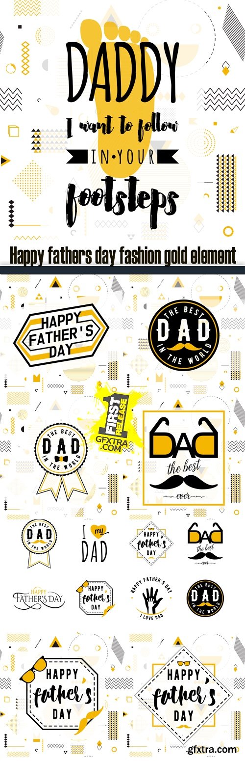 Happy fathers day fashion gold element
