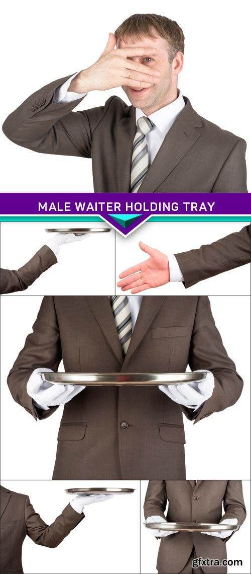 Male waiter holding tray 6x JPEG