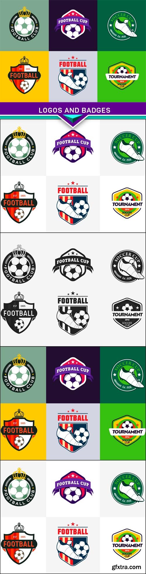 Set of football soccer championship, logos and badges 5x JPEG
