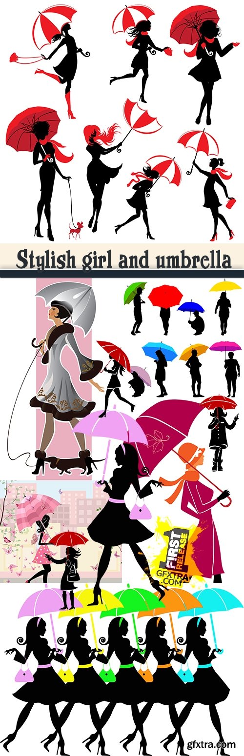 Stylish girl and umbrella