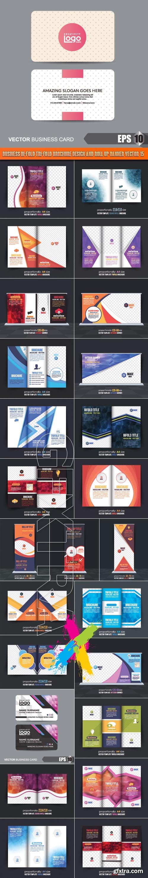 Business Bi-Fold Tri-Fold Brochure Design and Roll up banner vector 15