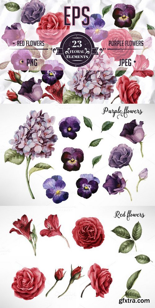 CM - EPS Red & Purple flowers 714329