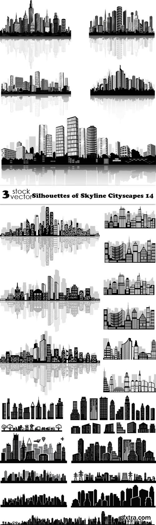 Vectors - Silhouettes of Skyline Cityscapes 14