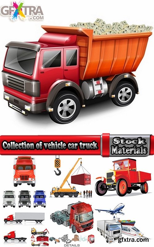 Collection of vehicle car truck tractor vector image 25 EPS