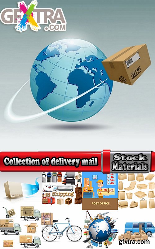 Collection of parcel delivery mail speed packaging goods vector image 25 EPS