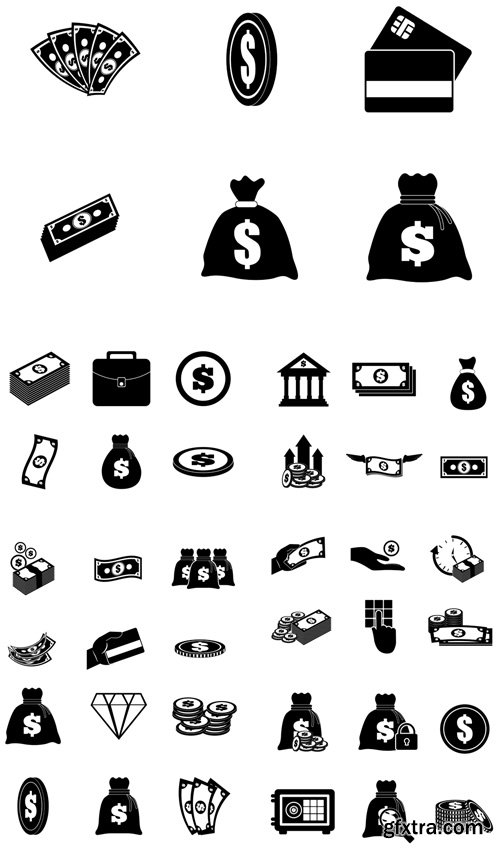 Vector Set - Money Icon Value Concept Flat Illustration