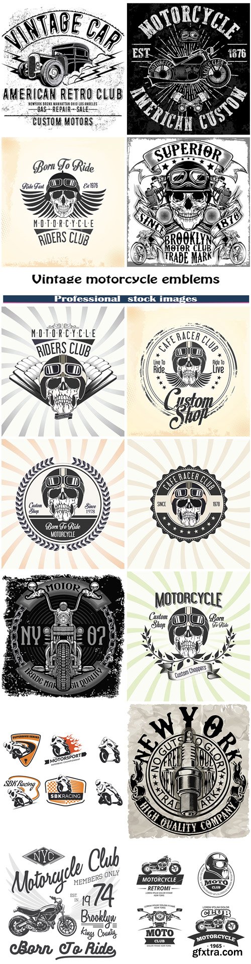 Vintage motorcycle emblems