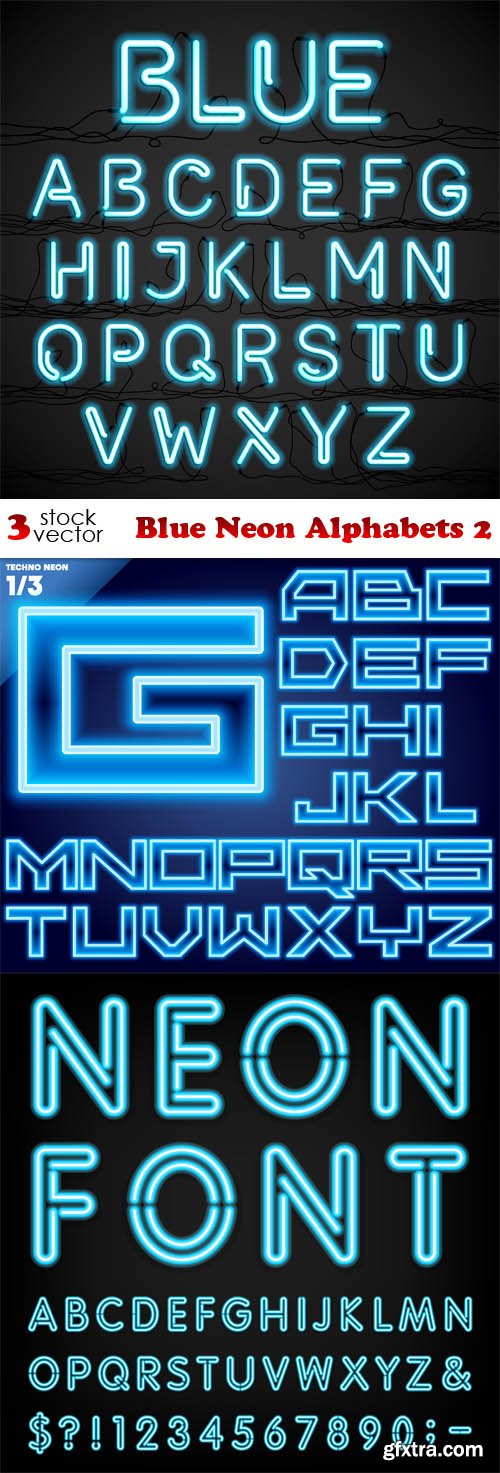 Vectors - Blue Neon Alphabets 2