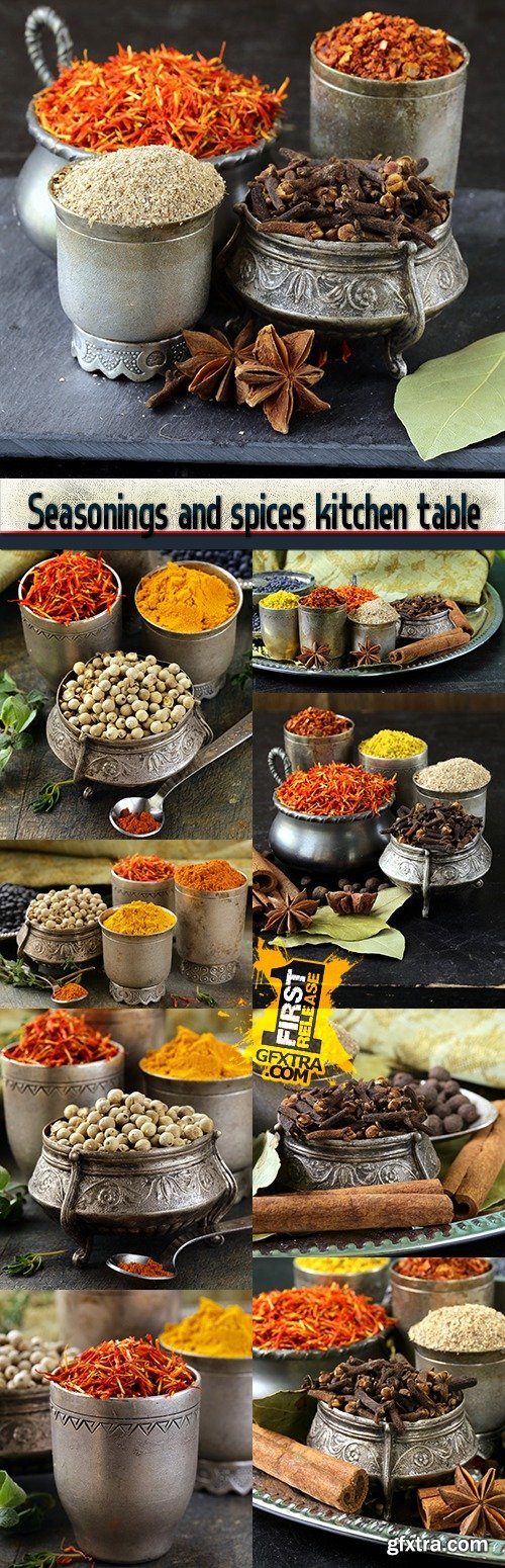 Seasonings and spices kitchen table