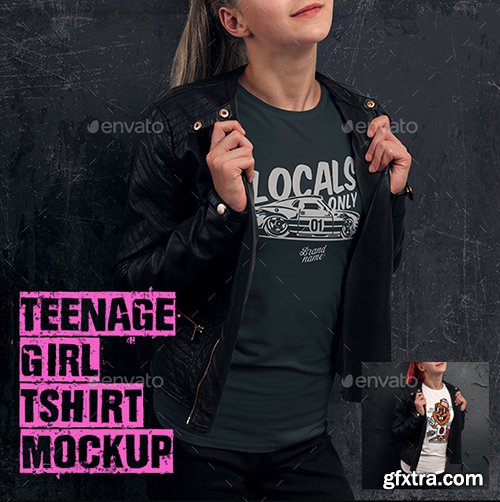 Graphicriver Teenage Girl T-shirt Mock-up 13756222
