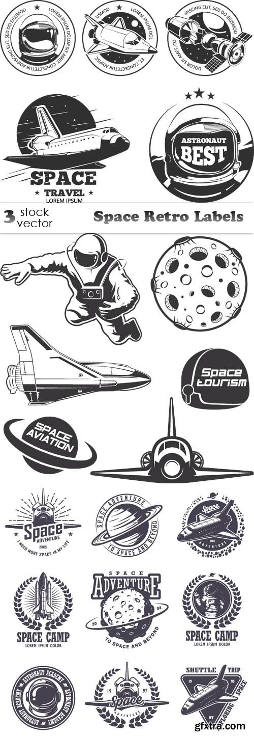 Vectors - Space Retro Labels