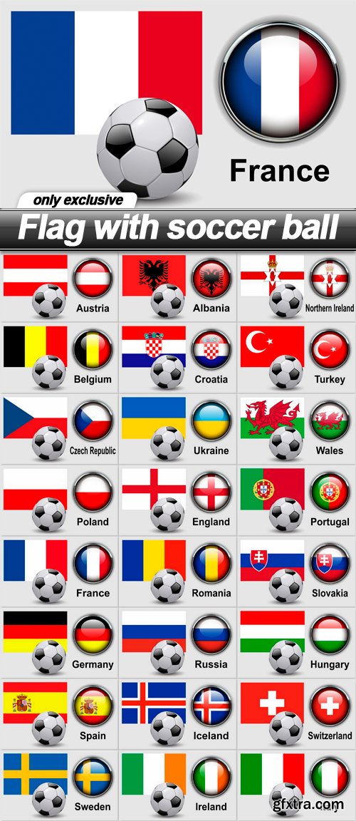Flag with soccer ball - 24 EPS
