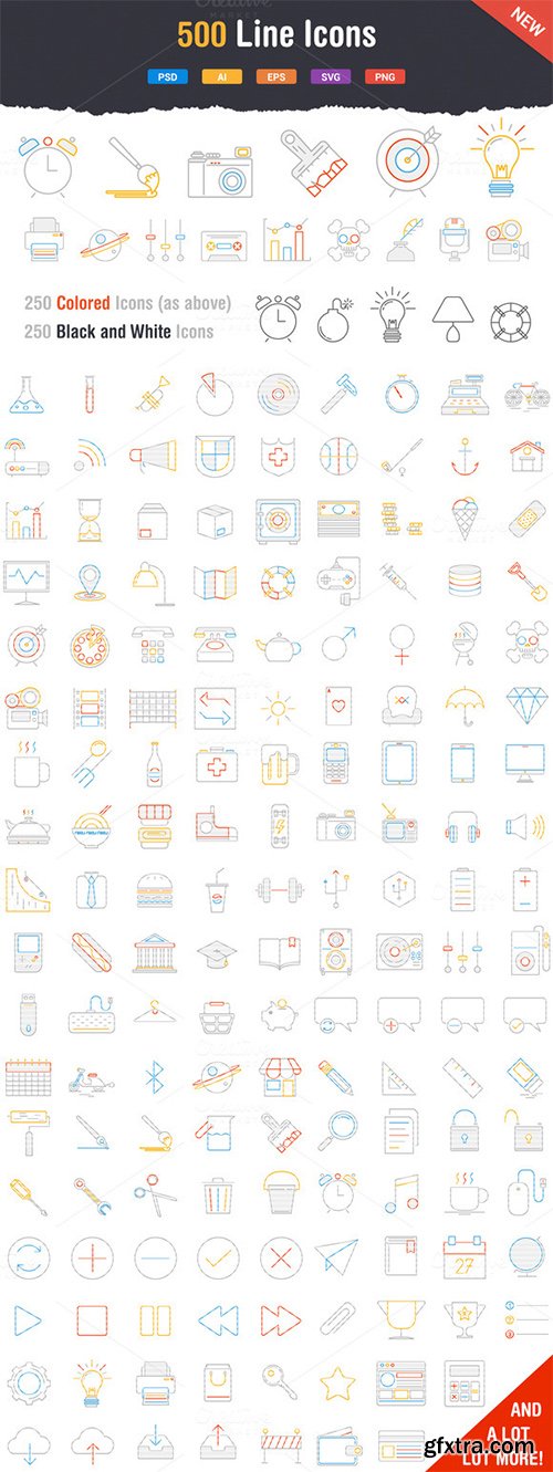 500 Outstanding Line Icons - CM 43146