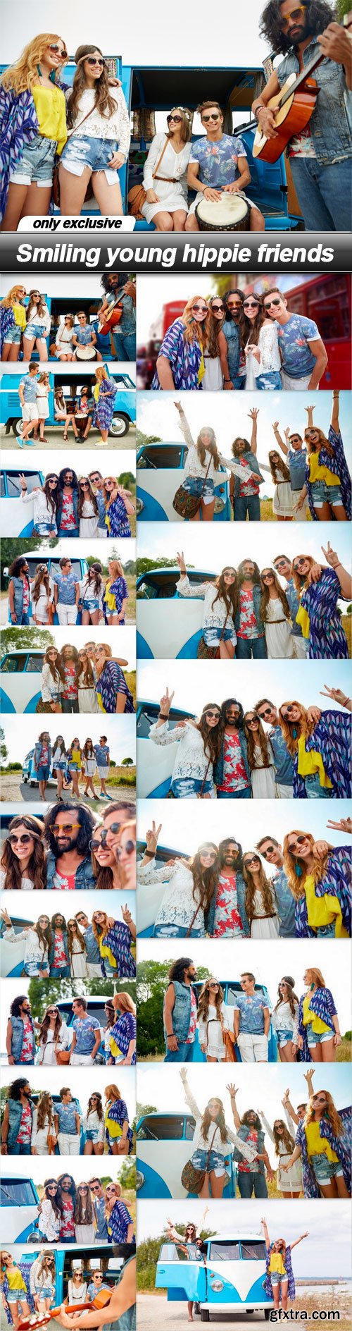 Smiling young hippie friends - 20 UHQ JPEG