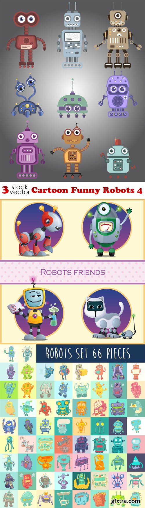 Vectors - Cartoon Funny Robots 4
